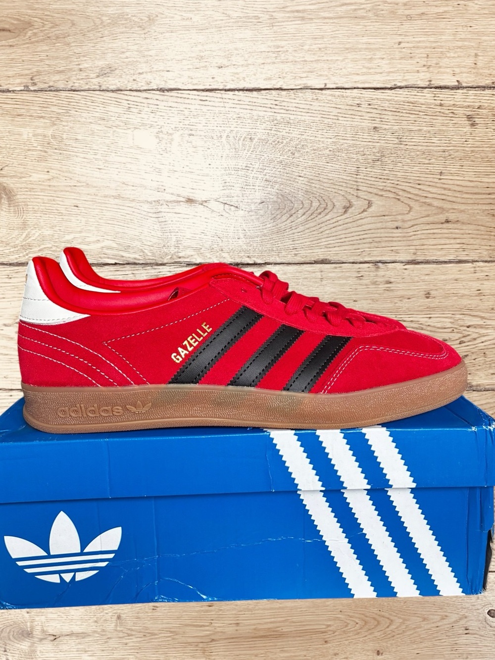 Adidas Gazelle Red Suede Sneakers with Black Stripes size 9 men’s , brand new